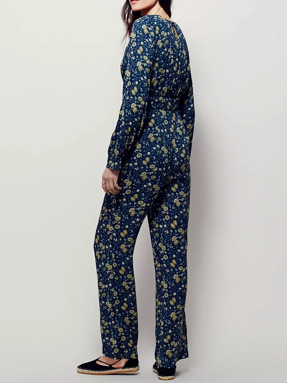 Free People FP Women’s Some Like It Hot Midnight Combo Floral Jumpsuit Size 2